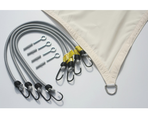 Sonnensegel mit Spannseilen, Schraubhaken und Dübel