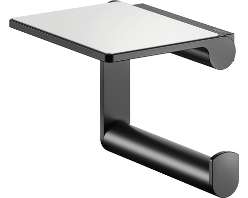 Dérouleur de papier toilette KEUCO Plan Black Selection noir mat 14973370000 Porte-papier toilette avec étagère pour salle de bain
