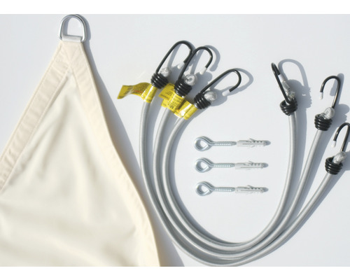 Voile d''ombrage avec tendeurs et matériel de fixation