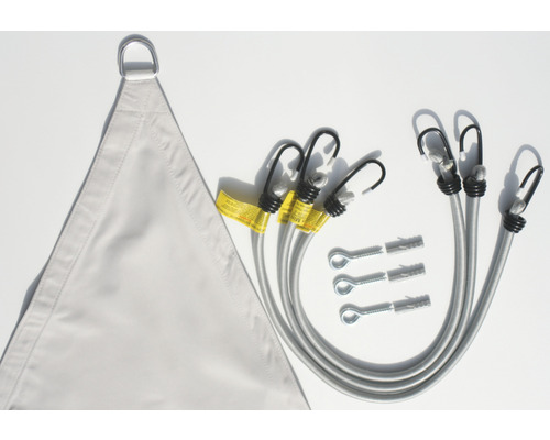 Dreieckiges Sonnensegel mit Befestigungsset inklusive Seilspannern und Augschrauben