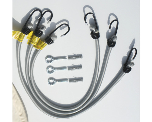 Spanngummis mit Haken und Befestigungsmaterial