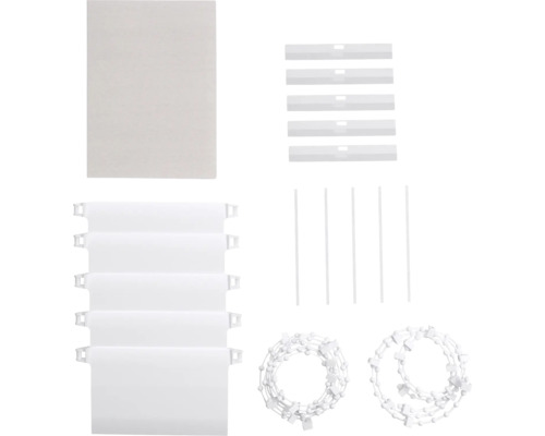 Accessoires pour stores à lamelles, comprenant les lamelles, les pièces de connexion et la chaîne de commande