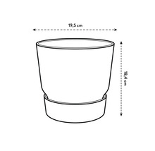 Pot de fleurs avec soucoupe, diamètre 19,5 cm, hauteur 18,4 cm