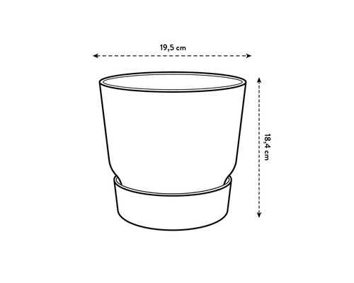 Pot de fleurs avec soucoupe, diamètre 19,5 cm, hauteur 18,4 cm