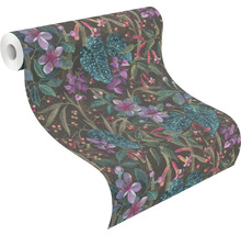 Papier peint intissé 538236 Curiosity floral vert violet