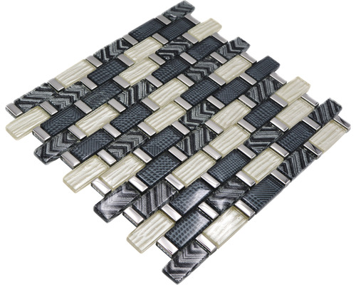 Mosaikmatte mit Glas- und Metallelementen