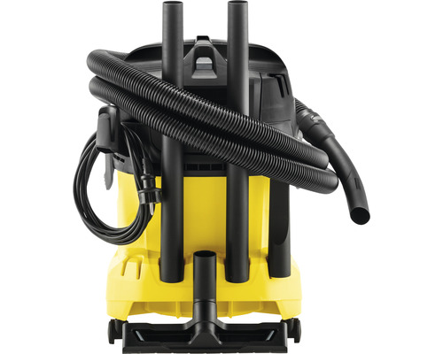 Aspirateur eau et poussière jaune avec tuyau et accessoires