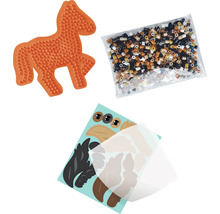 Kit de bricolage avec forme de cheval, perles à repasser et autocollants