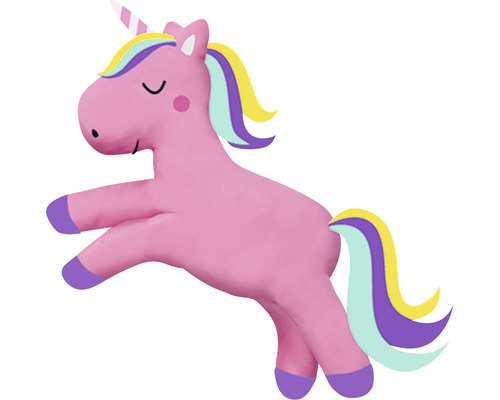 Rosa Einhorn Stofftier mit Mähne und Schweif