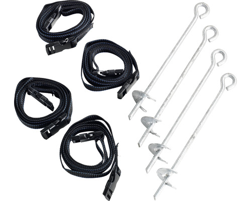 Spanngurte und Erdnägel zur Sicherung