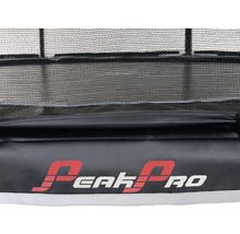 Logo Peak Pro sur un filet de sécurité de trampoline