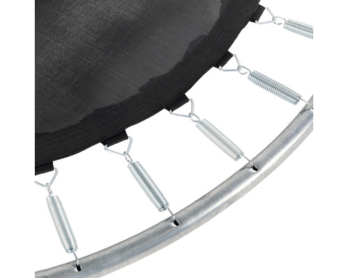 Detailansicht von Trampolinfederung und Rahmen