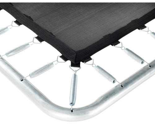 Vue détaillée d''un trampoline avec ressorts et cadre.