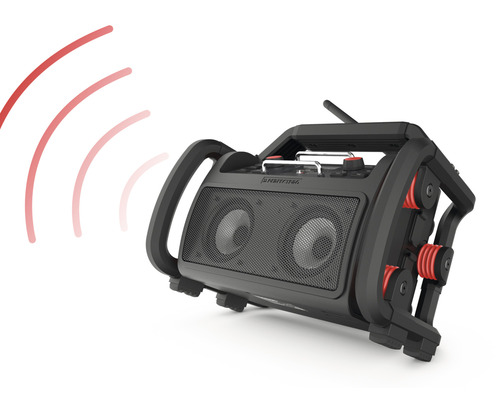 Schwarzer tragbarer Lautsprecher mit zwei Lautsprechern