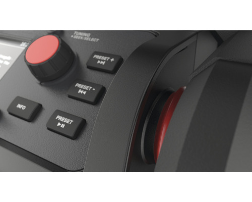 Nahaufnahme eines Bedienfelds mit Tasten und Drehreglern