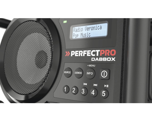 Perfectpro Dabbox Radio de chantier, gros plan