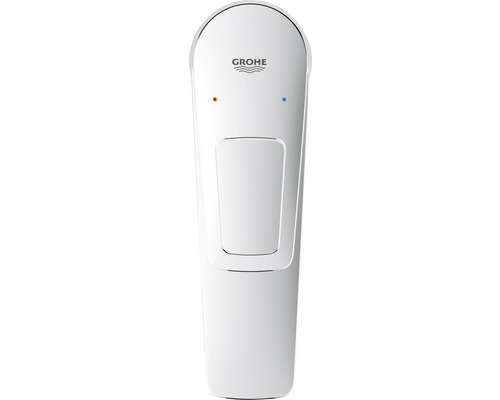 Logo Grohe sur un mitigeur de lavabo blanc