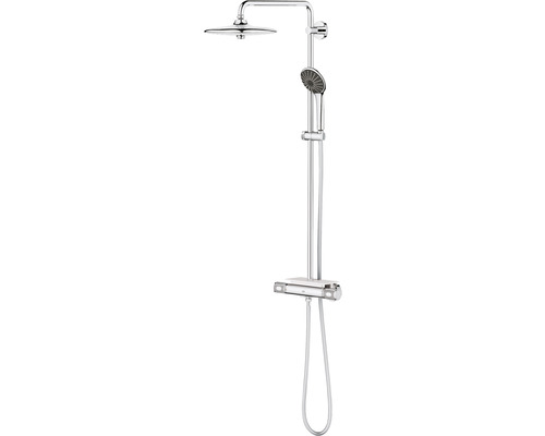 Colonne de bain/douche thermostatique avec pommeau + douchette 3 jets +  flexible + barre réglable, Grohe Vitalio Joy System 260