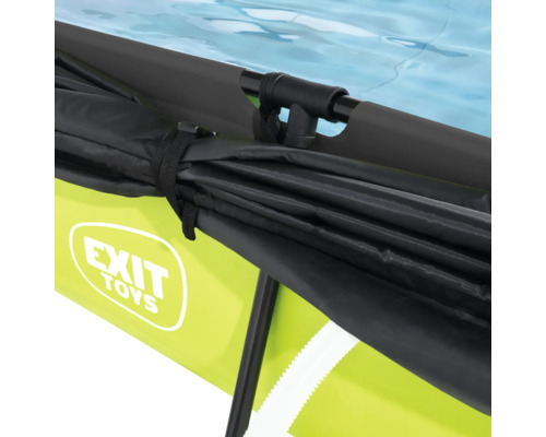 Detailansicht eines Pools mit Abdeckung, befestigt mit einem Gurt