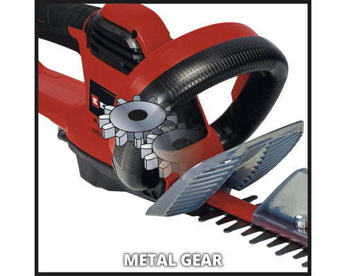 Detailansicht der Metallzahnräder einer Heckenschere