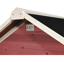 Vue détaillée d''une maison en bois avec le logo EXIT