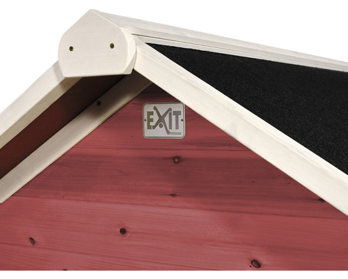 Vue détaillée d''une cabane de jeu avec le logo EXIT Toys.