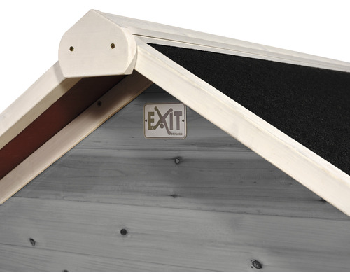 Vue détaillée d''une cabane de jeu avec le logo EXIT Toys.