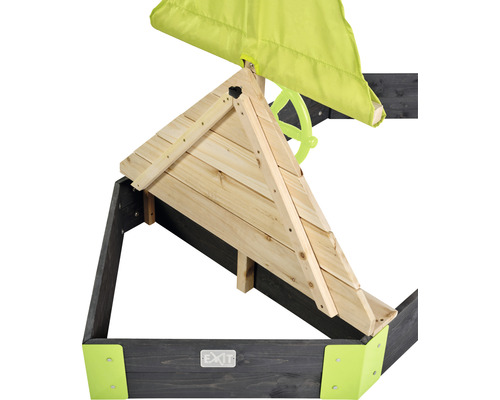 Bac à sable avec cadre en bois, toit et volant