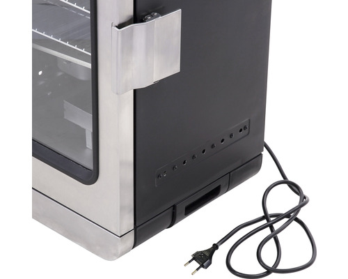 Vue détaillée d''un fumoir avec porte, poignée et câble d''alimentation