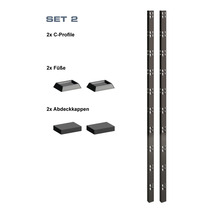 Set 2 mit zwei C-Profilen, zwei Füßen und zwei Abdeckkappen