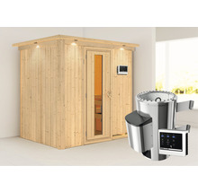 Holzsauna mit Saunaofen und Steuerung