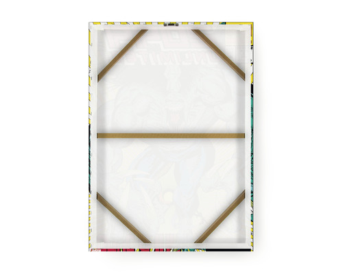 Verso d''une toile imprimée avec cadre en bois.