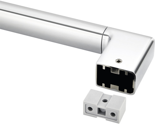 Duschstangen-Eckverbinder aus verchromtem Metall mit Montageelement