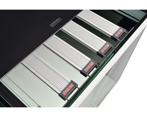 Aquarium mit Eheim Logo und Beleuchtung