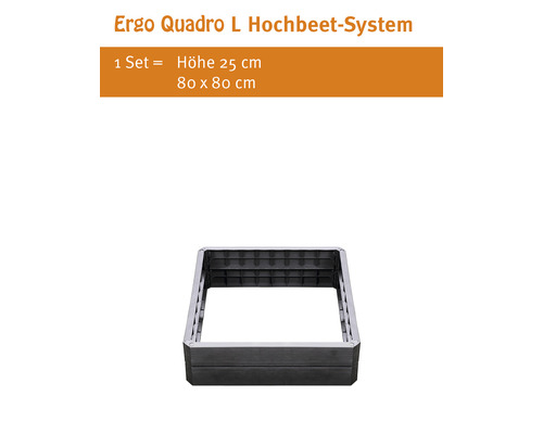 Ergo Quadro L Hochbeet System, 25 cm hoch, 80 x 80 cm