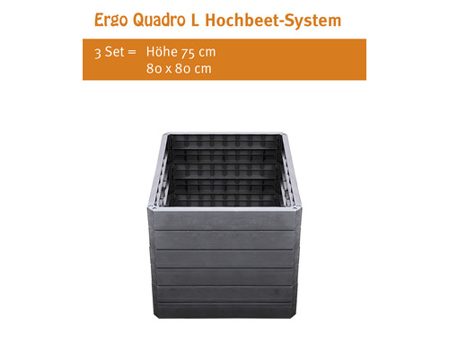 Ergo Quadro L Hochbeet System aus Kunststoff, Höhe 75 cm, 80 mal 80 cm