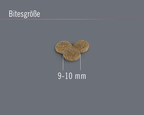 Futterstückchen mit einer Größe von 9 bis 10 mm