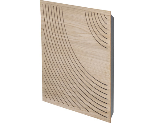 Quadratisches Akustikpaneel aus Holz mit eingefrästem Muster
