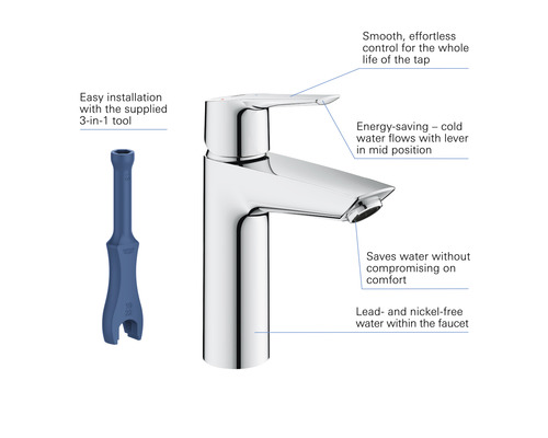 Mitigeur monocommande avec outil de montage pour une installation facile