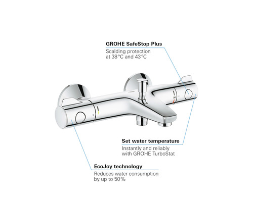 Robinet de douche avec thermostat GROHE Grohtherm 800 chrome 34567000