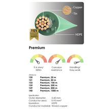 Illustration de la section d''un câble électrique Premium avec spécifications techniques