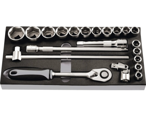 Jeu de douilles dans une boîte à outils