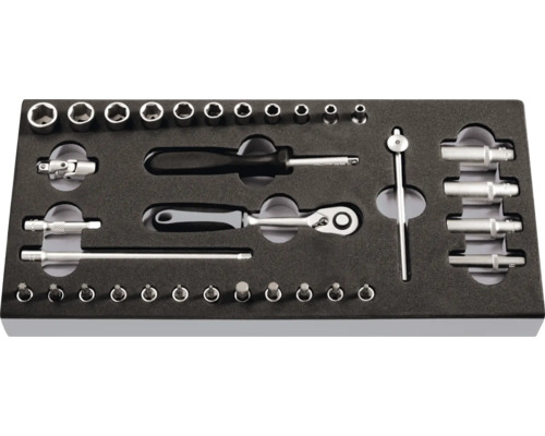 Jeu de douilles dans une boîte à outils