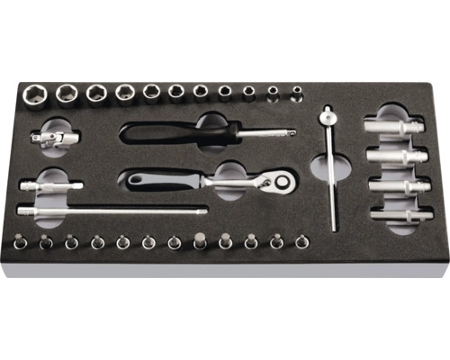 Jeu de douilles dans une boîte à outils