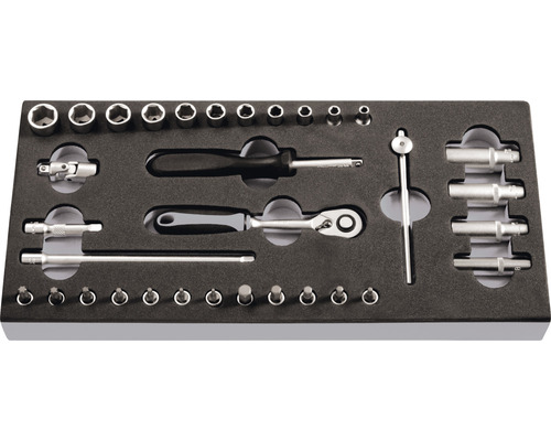 Jeu de douilles dans une boîte à outils