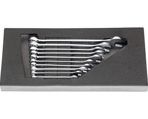 Jeu de clés mixtes dans un insert en mousse