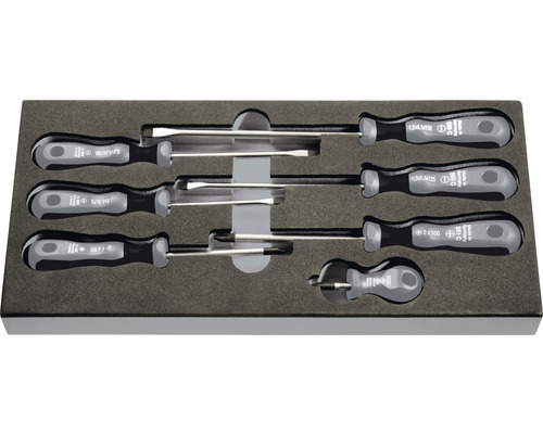 Jeu de tournevis avec différents tournevis dans une boîte