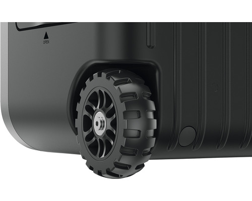 Vue détaillée d''un conteneur de transport avec roues