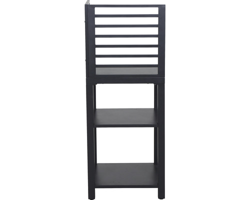 Armoire haute étroite avec trois étagères et une porte à lamelles