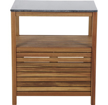 Armoire de jardin en bois avec plateau en pierre